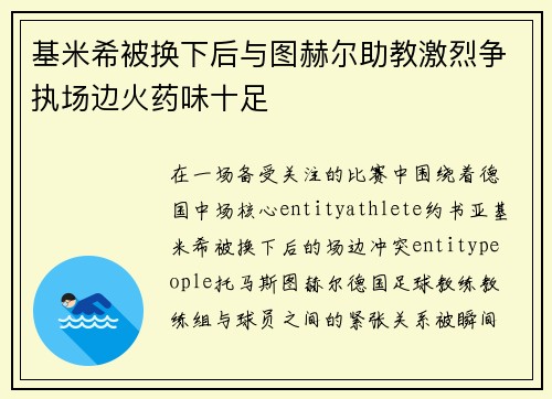 基米希被换下后与图赫尔助教激烈争执场边火药味十足